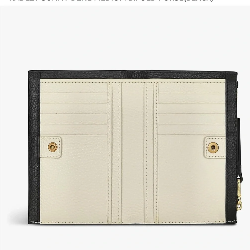 Radley London Sunny Dene Bifold Black‎ Leather Wallet with Gold Accents